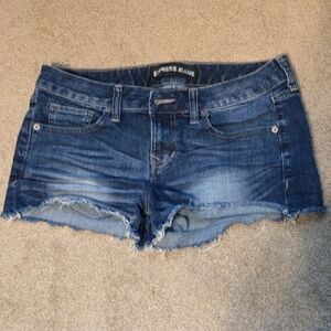 Express Blue Jean Shorts with Distressed Hem